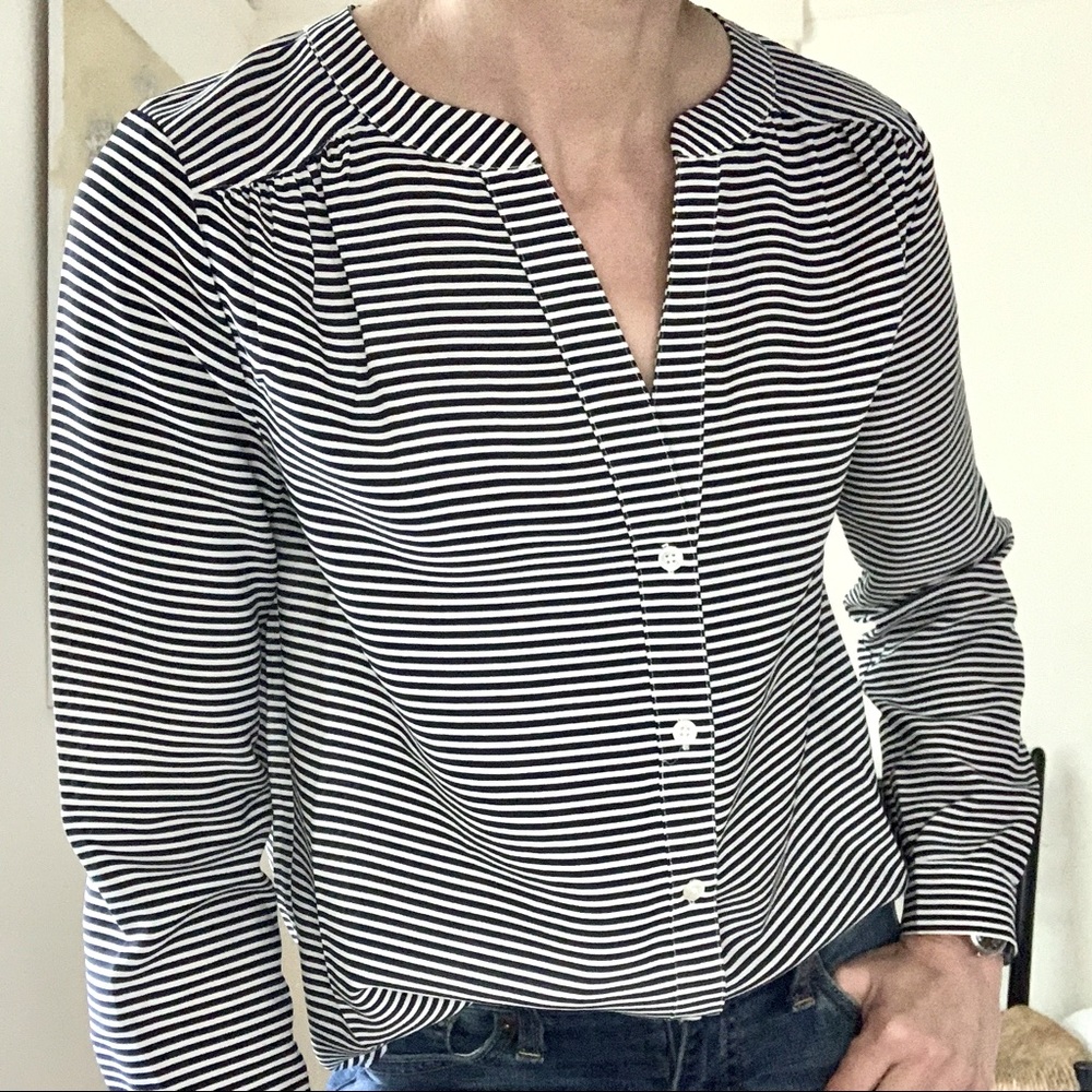 Joie - Striped V Neck Blouse